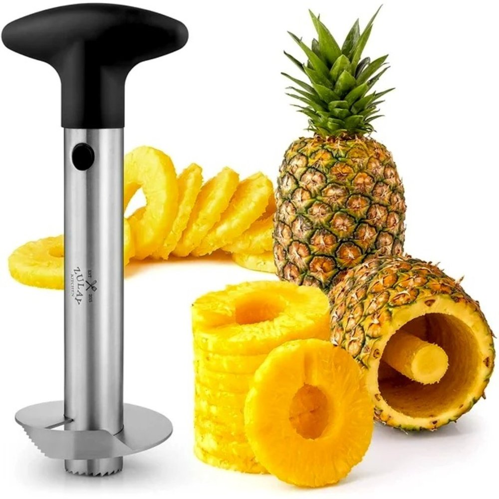 PINEAPPLE SLICER~ Stainless Steel~ CORES & SLICES in Seconds~ DISHWASHER SAFE !